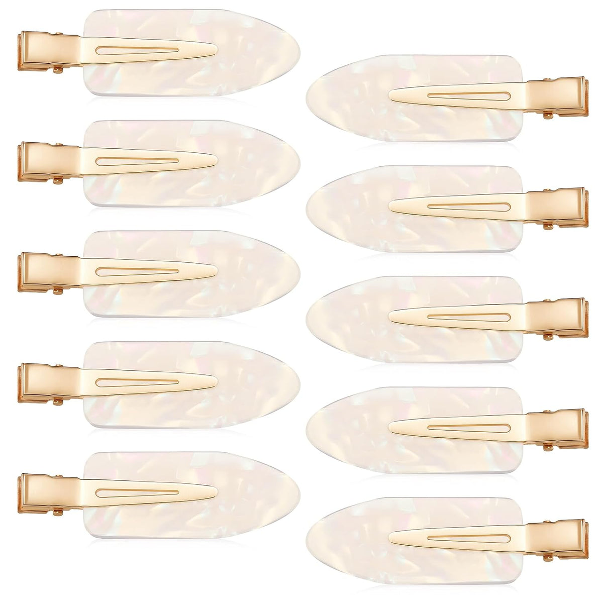 10 Pcs No Crease Hair Pins Flat Hair Makeup Clips Cute No Bend Accessories Small Duck Barrettes for Women Teen Girls Thin Fine Curly Styling Sectioning (White)