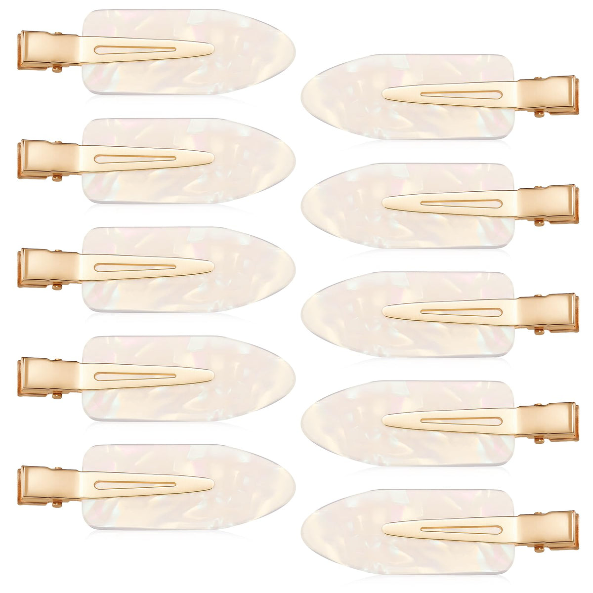 10 Pcs No Crease Hair Pins Flat Hair Makeup Clips Cute No Bend Accessories Small Duck Barrettes for Women Teen Girls Thin Fine Curly Styling Sectioning (White)
