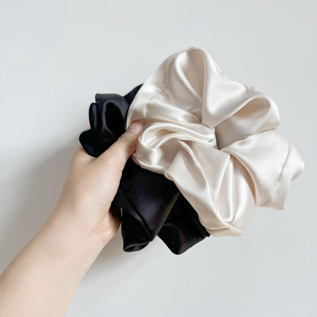 PIDOUDOU 2 Pack Jumbo Satin Silk Scrunchies, 7.5 Inch Hair Ties