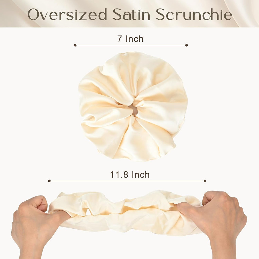 7" Large Satin Scrunchies for Women, Big Hair Scrunchies for Thick Hair