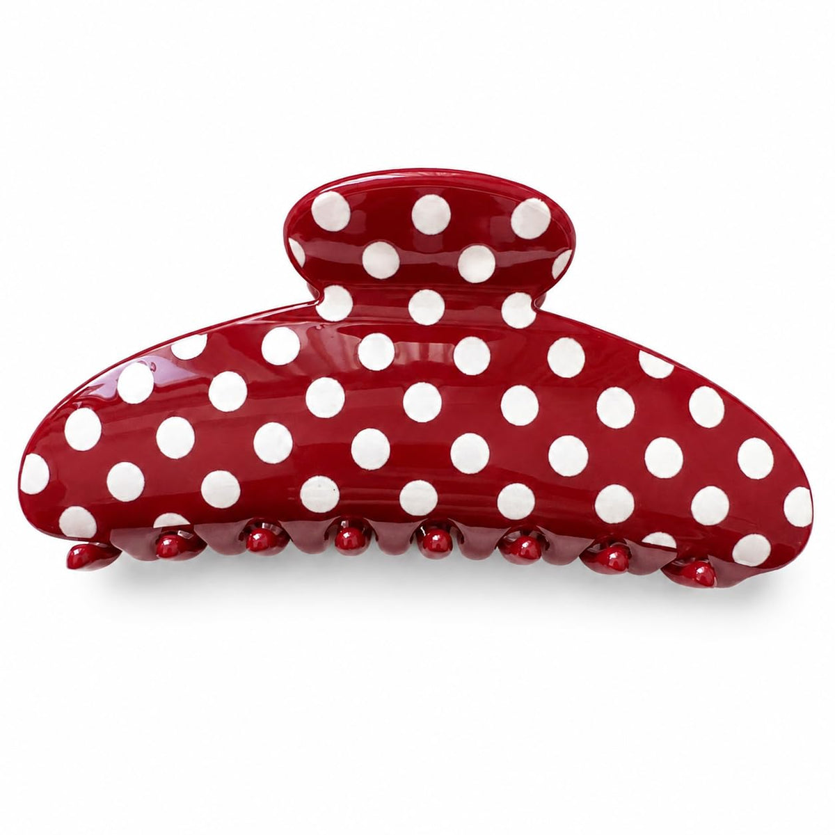 Claw Clips for Thick Hair | Polka Dot All Styles | Secure Grip, White, 1 Pack