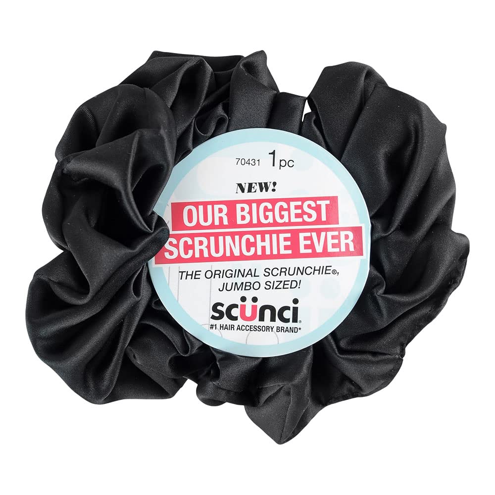 Scunci by Conair The Original Scrunchie hair accessories - hair accessories for women - hair ties - trendy hair accessories - Jumbo Size in Washable White Nylon Silk- 1 Count