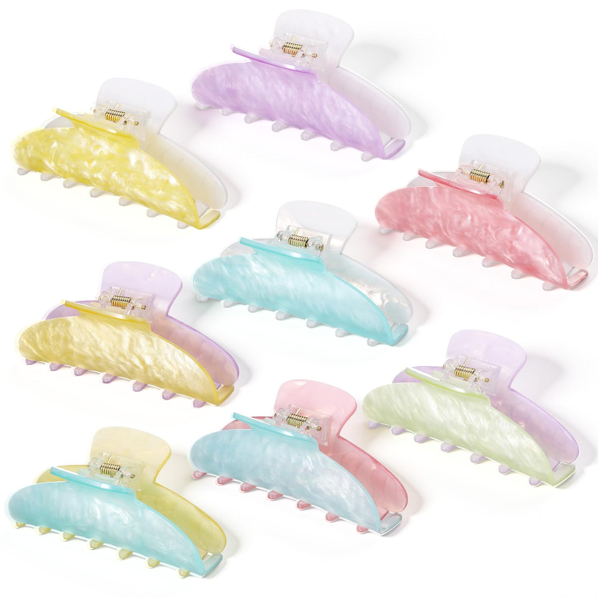 8 Pcs Large Acrylic Hair Claw Clips,Ink Painting,Dusk Color