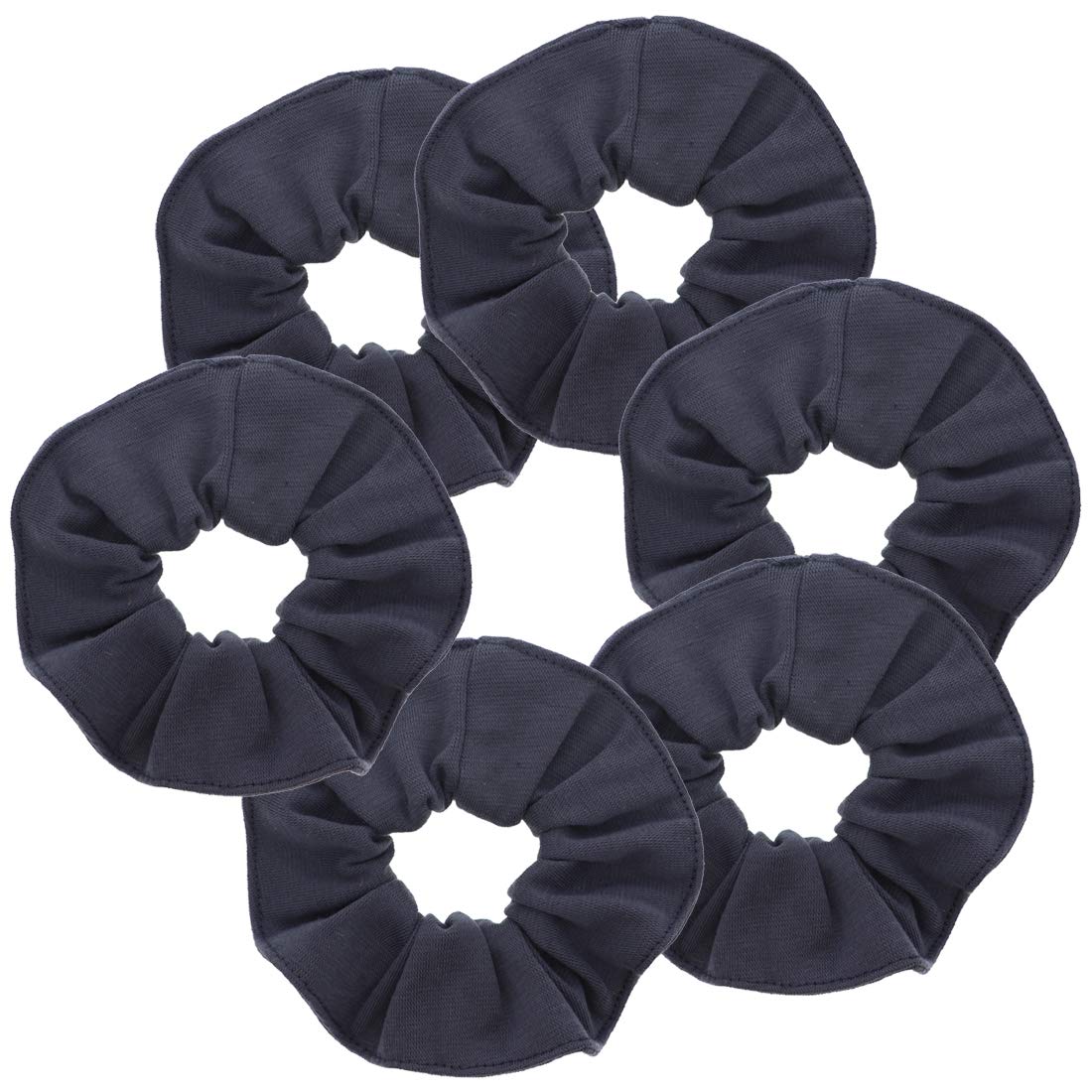 Motique Accessories Large Scrunchies for Women, Pack of 6, Black