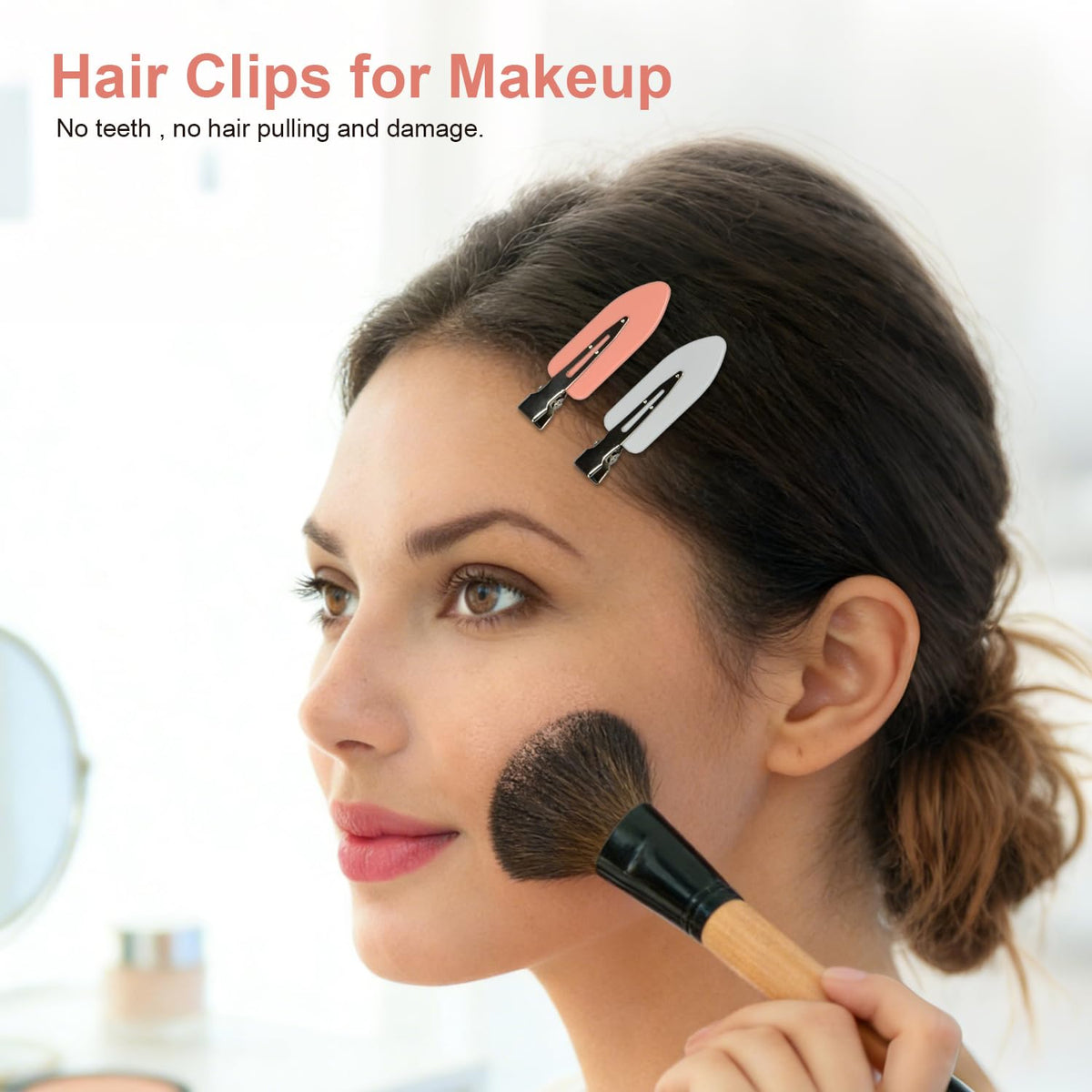 4 Pcs No Bend Creaseles Hair Clips, Flat Hair Clips for Women Hairstyle Bangs Finger Waves Makeup (White)