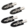 4Pcs Black Sparkly Rhinestone Star Creaseless Hair Clips, No Bend Black Glitter Barrettes, Sparkly No Crease Makeup Clips for Women Styling & Daily Wear