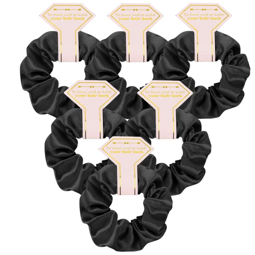 Satin Bridesmaid Scrunchies Bachelorette Hair Ties Set of 6 Bridal Shower No Damage Hairties ideas Gift for Wedding Party Favors Bridesmaid Proposal Gifts (Dusty Blue)