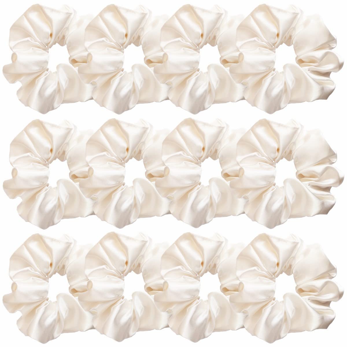 12 Pcs Satin Silk Scrunchies Soft Hair Ties Fashion Hair Bands Hair Bow Ropes Elastic Bracelets Ponytail Holders Hair Accessories for Women Girls (4.5 Inch, Assorted Multi-color)