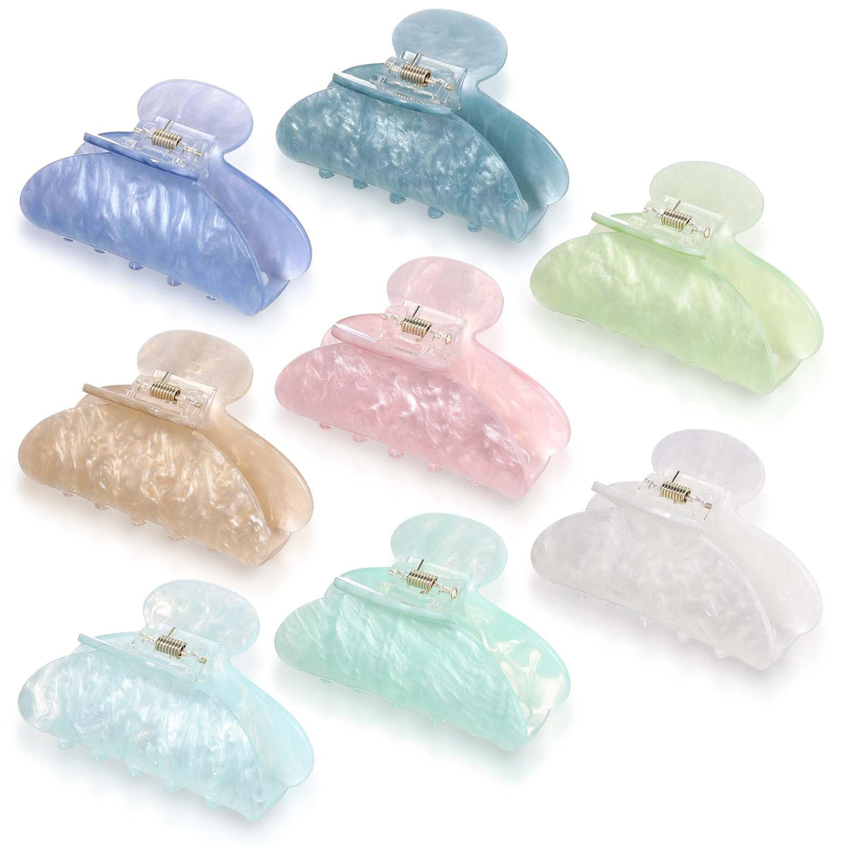 8 Pcs Large Acrylic Hair Claw Clips,Ink Painting,Dusk Color