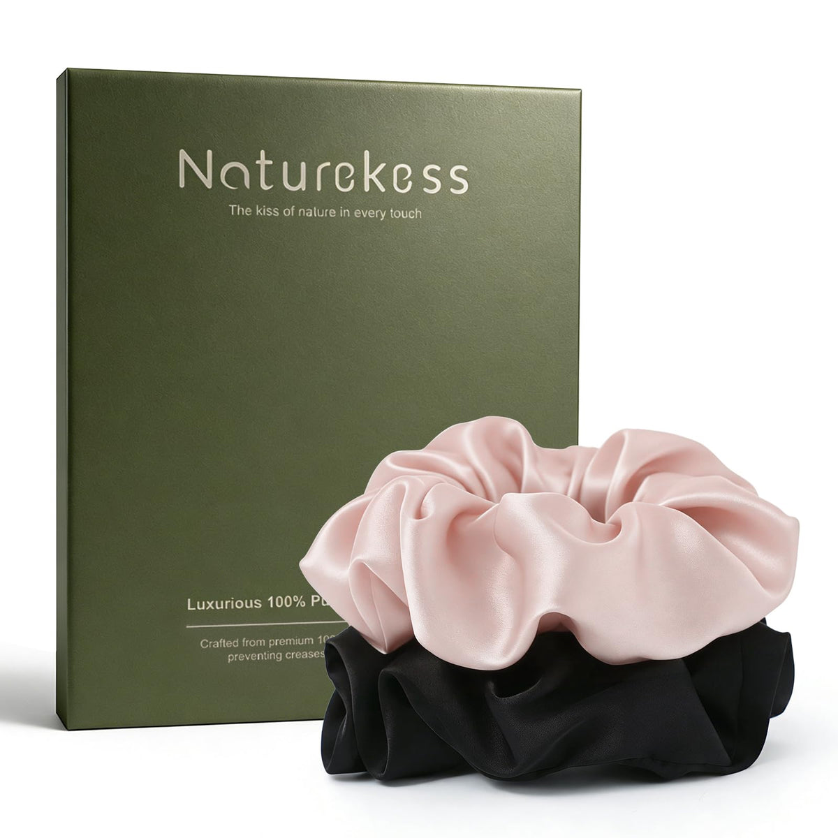 100% Mulberry Silk Scrunchies for Women, Oversized XL Hair Tie for Sleeping, Gentle No Damage Hair Accessory for All Hair Types, Soft Pure Silk Ponytail Holder