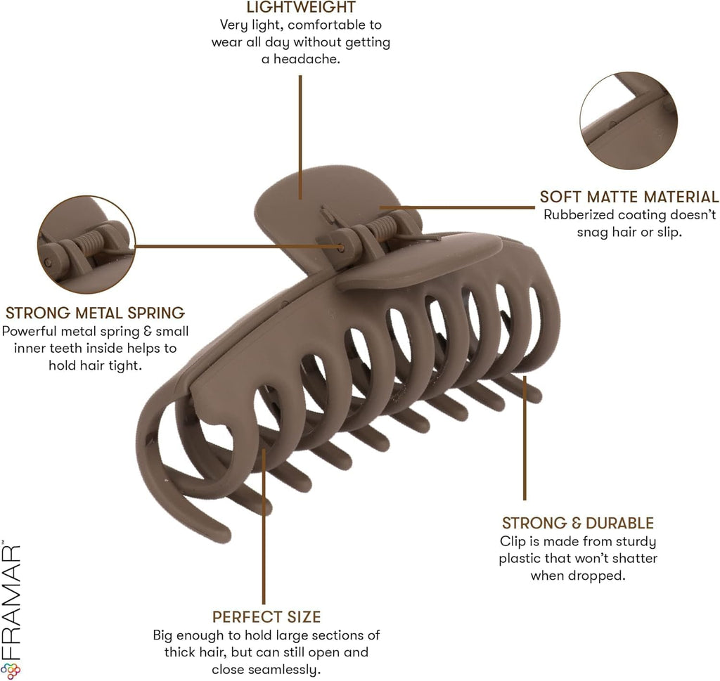 FRAMAR Extra Large Claw Clips For Thick Hair, Hair Claws Pack, Hairclips