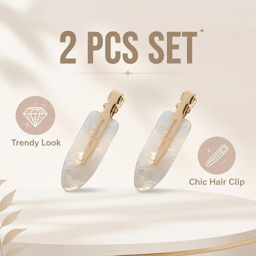 2PCS No Crease Hair Pins Flat Hair Makeup Clips Cute No Bend Accessories Small Duck Barrettes for Women Teen Girls Thin Fine Curly Styling Sectioning (White)