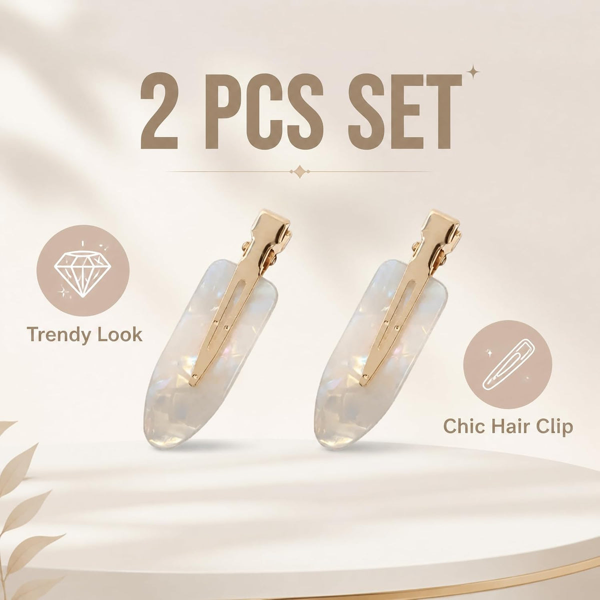 2PCS No Crease Hair Pins Flat Hair Makeup Clips Cute No Bend Accessories Small Duck Barrettes for Women Teen Girls Thin Fine Curly Styling Sectioning (White)
