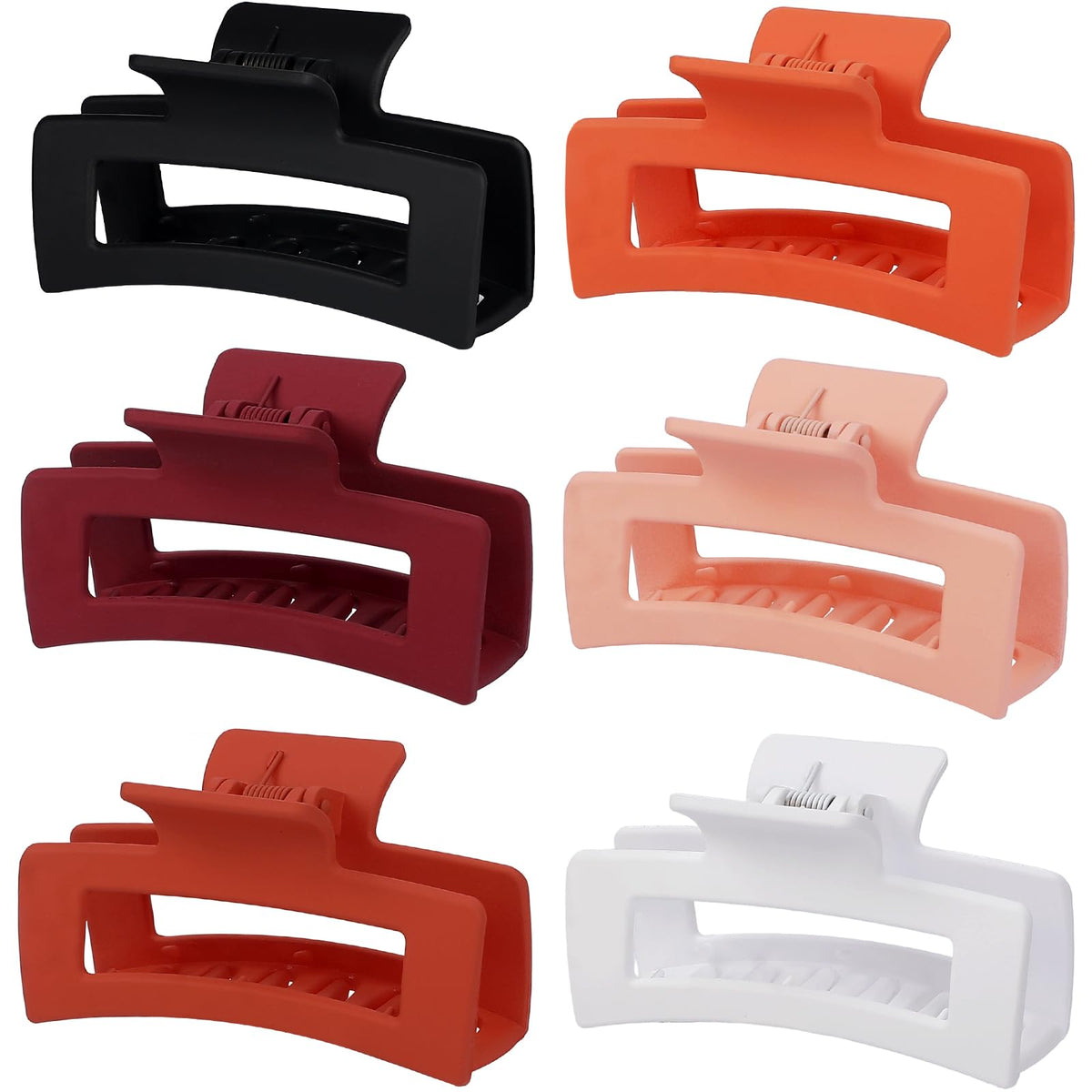 Sisiaipu 3.5 Inch Medium Hair Claw Clips 6 Pack Hair Clips for Women Square Rectangle Claw for Hair Banana Jaw Clips Hair Accessories for Girls (Pink Purple)