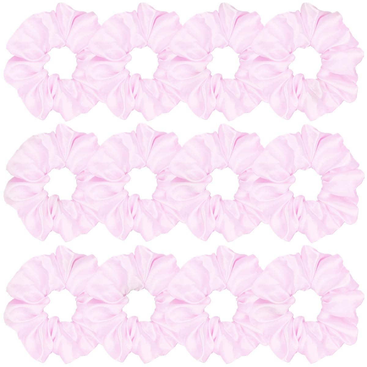 12 Pcs Satin Silk Scrunchies Soft Hair Ties Fashion Hair Bands Hair Bow Ropes Elastic Bracelets Ponytail Holders Hair Accessories for Women Girls (4.5 Inch, Assorted Multi-color)