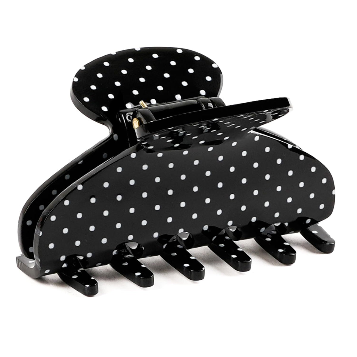 MAORULU Medium Cute Acetate Polka Dot Claw Clips, 3 Inch (Navy Blue)