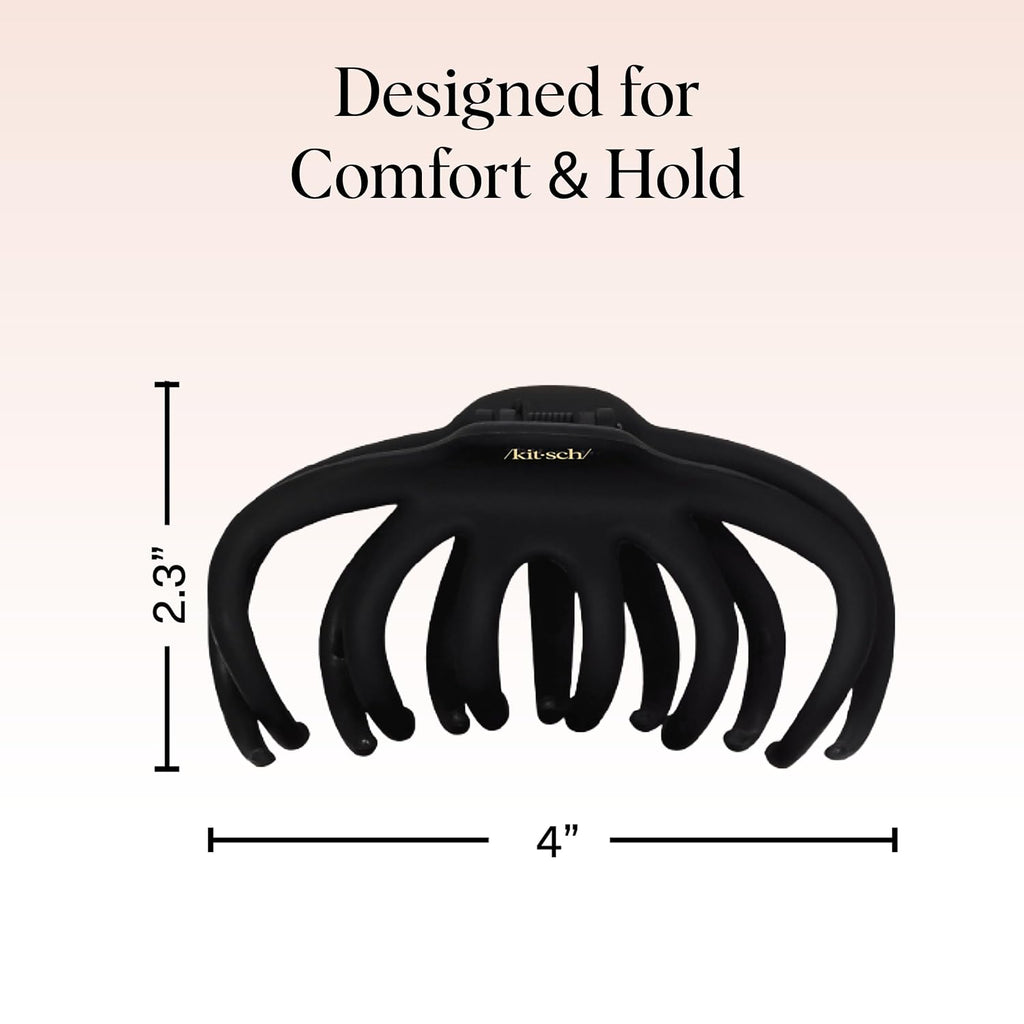 Kitsch Octopus Hair Clips For Women - Classic Black & Tortoise, 2pcs