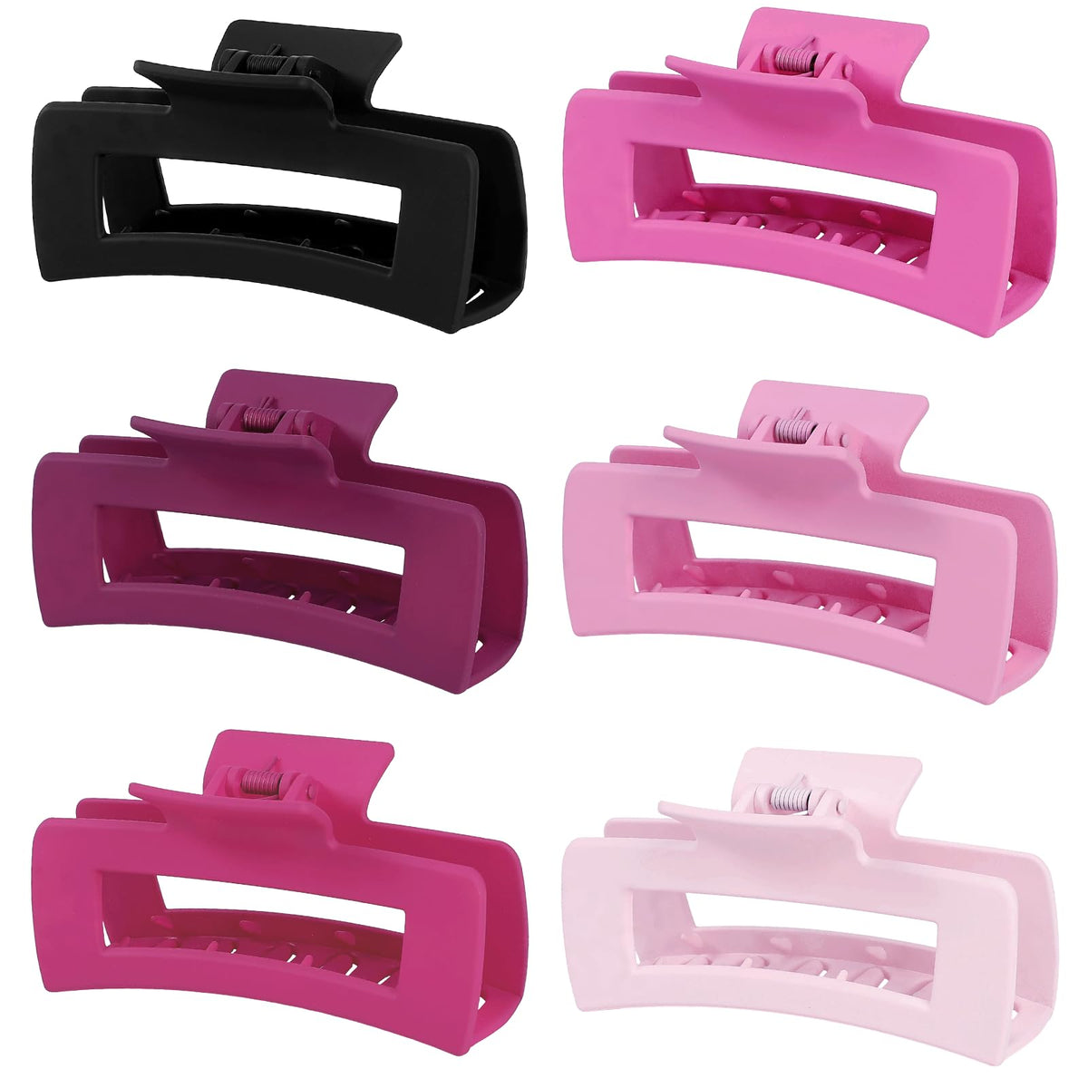 Sisiaipu 4 Inch Big Hair Claw Clips 6 Pcs Large Claw for Thick Hair Square Hair Clips for Women Rectangle Hair Clips Nonslip Acrylic Banana Jaw Clips Hair Accessories for Girls (Amber)