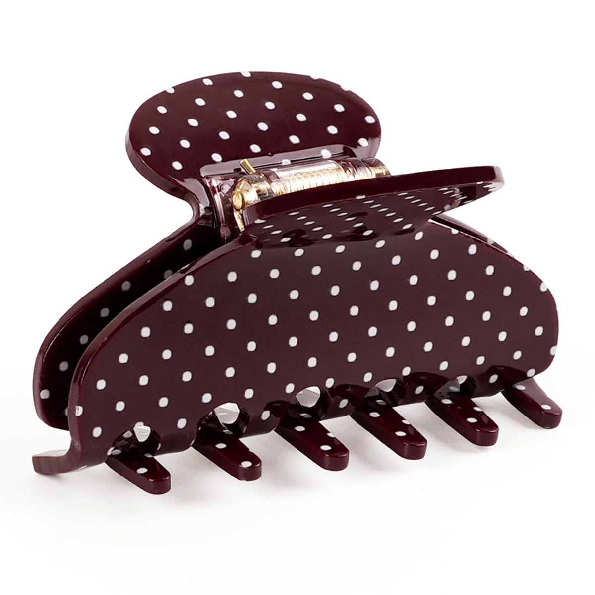 MAORULU Medium Cute Acetate Polka Dot Claw Clips, 3 Inch (Navy Blue)
