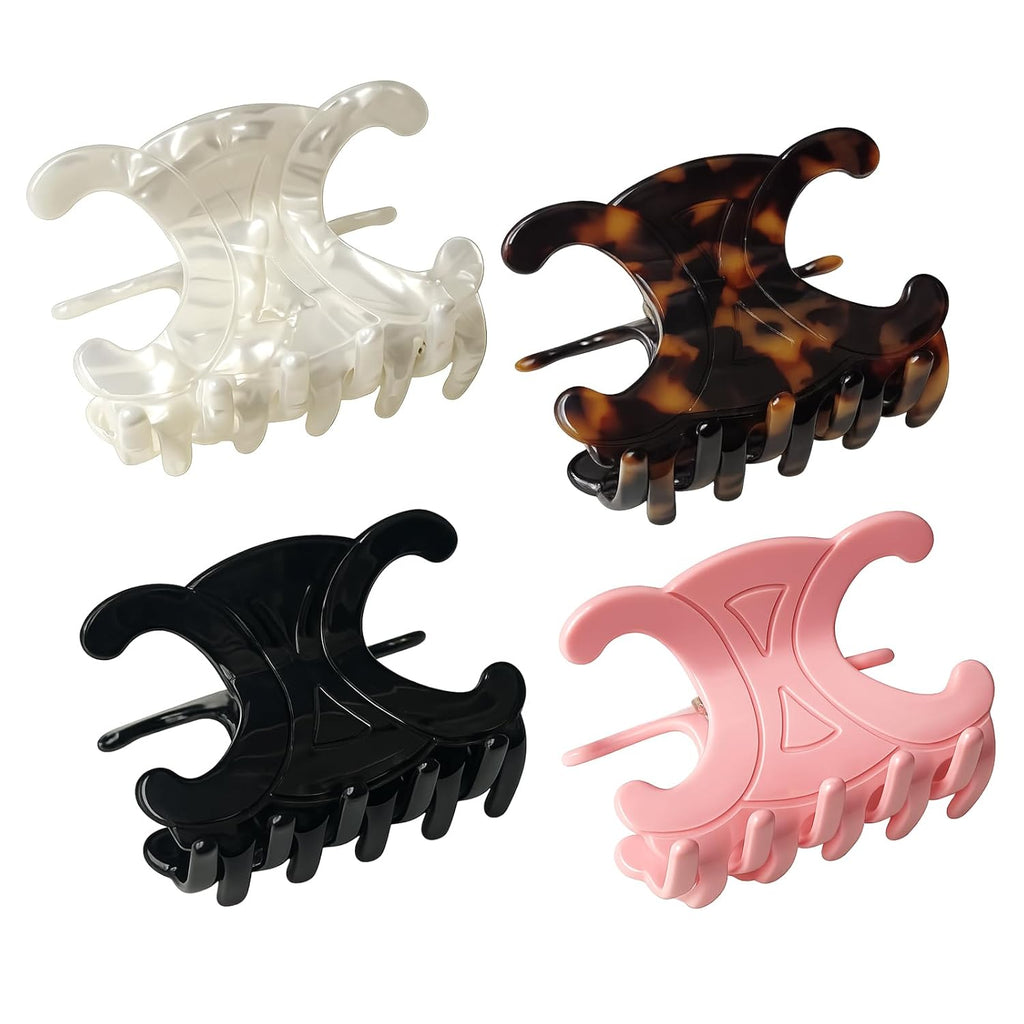 Butterfly Hair Clips, 4 Pack Premium Acetate Hair Claw Clips for Women, Medium-Strong Hold for Thick & Thin Hair, Ideal for Updos & Half Up Styles (2.76 x 1.66 in)