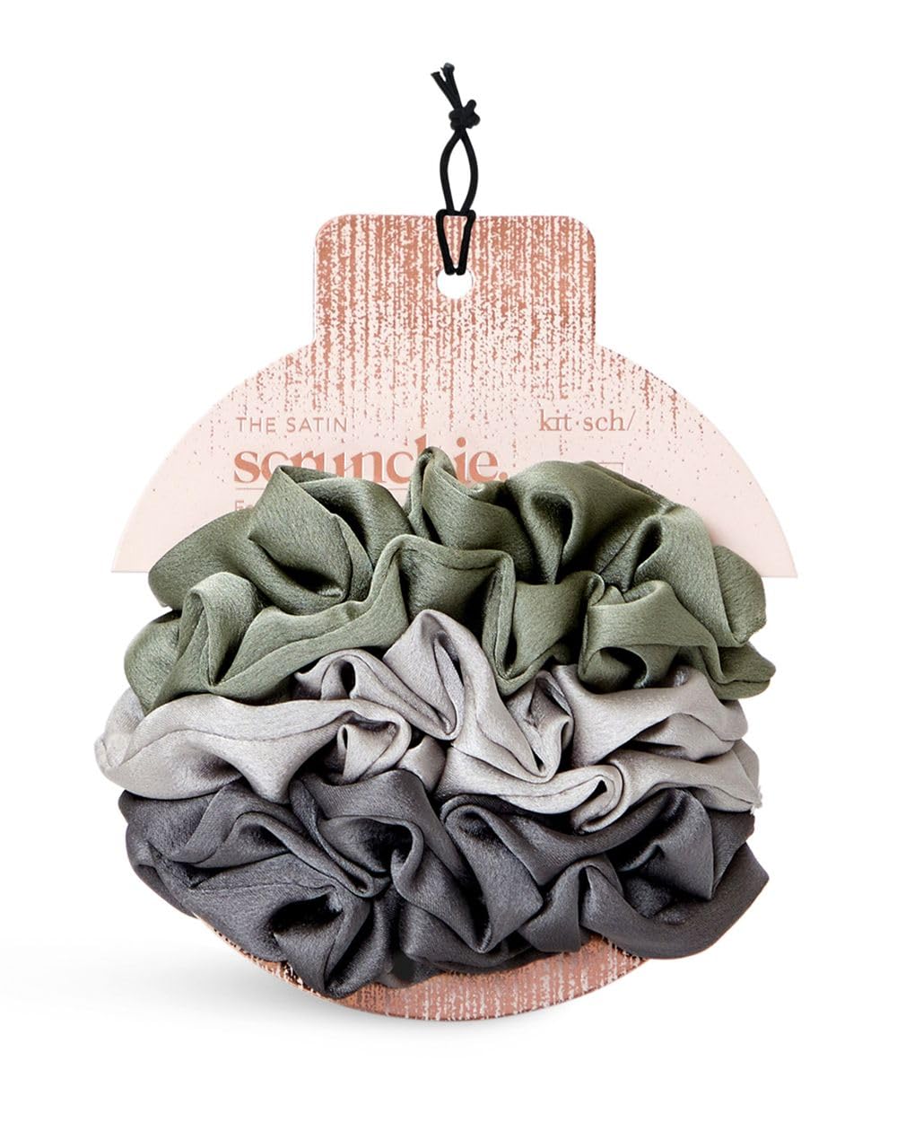 Kitsch Satin Scrunchies for Women | For All Hair Types - Black, 5pcs