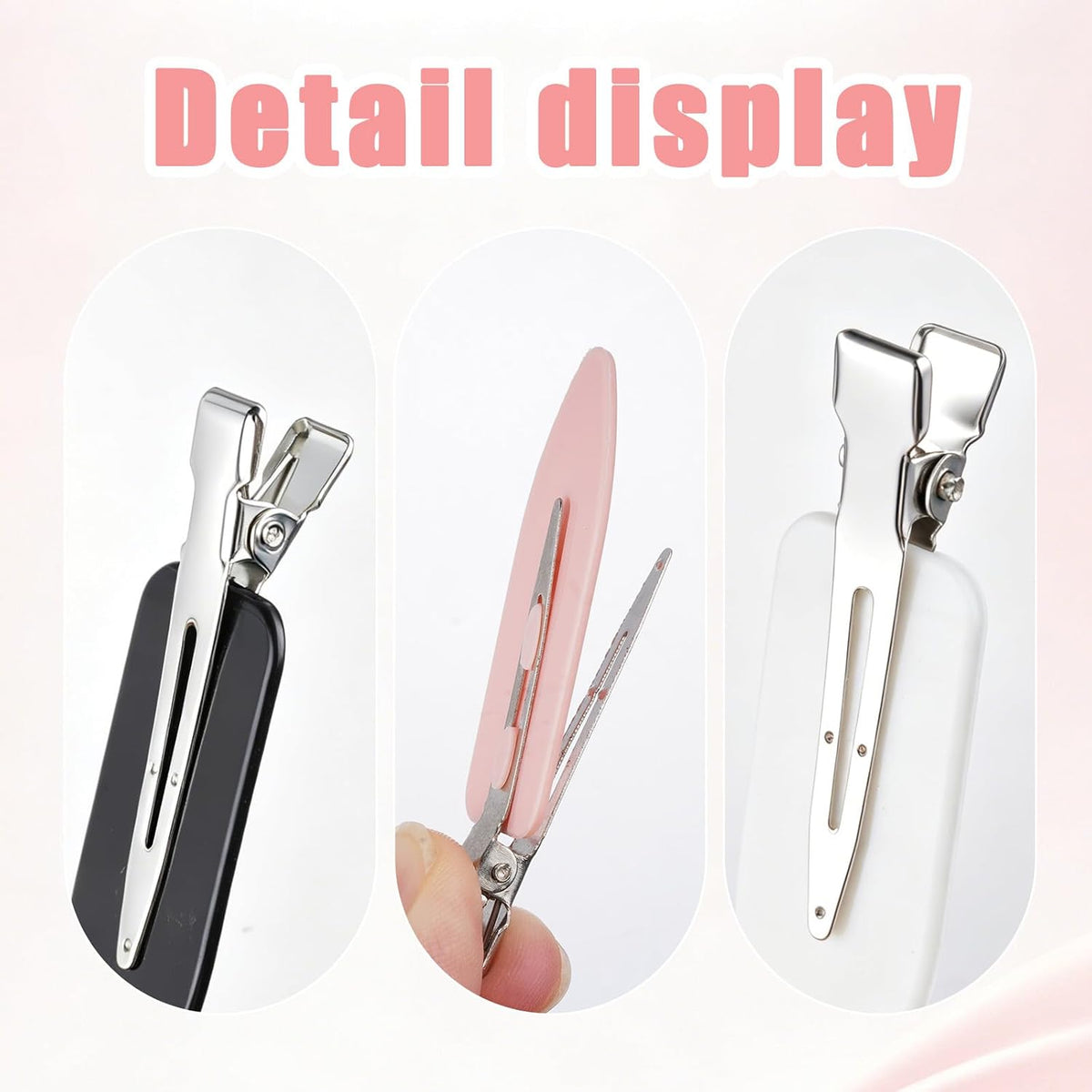 Wobe 24 Pcs Creaseless Hair Clips for Women Makeup, Black/Pink/White