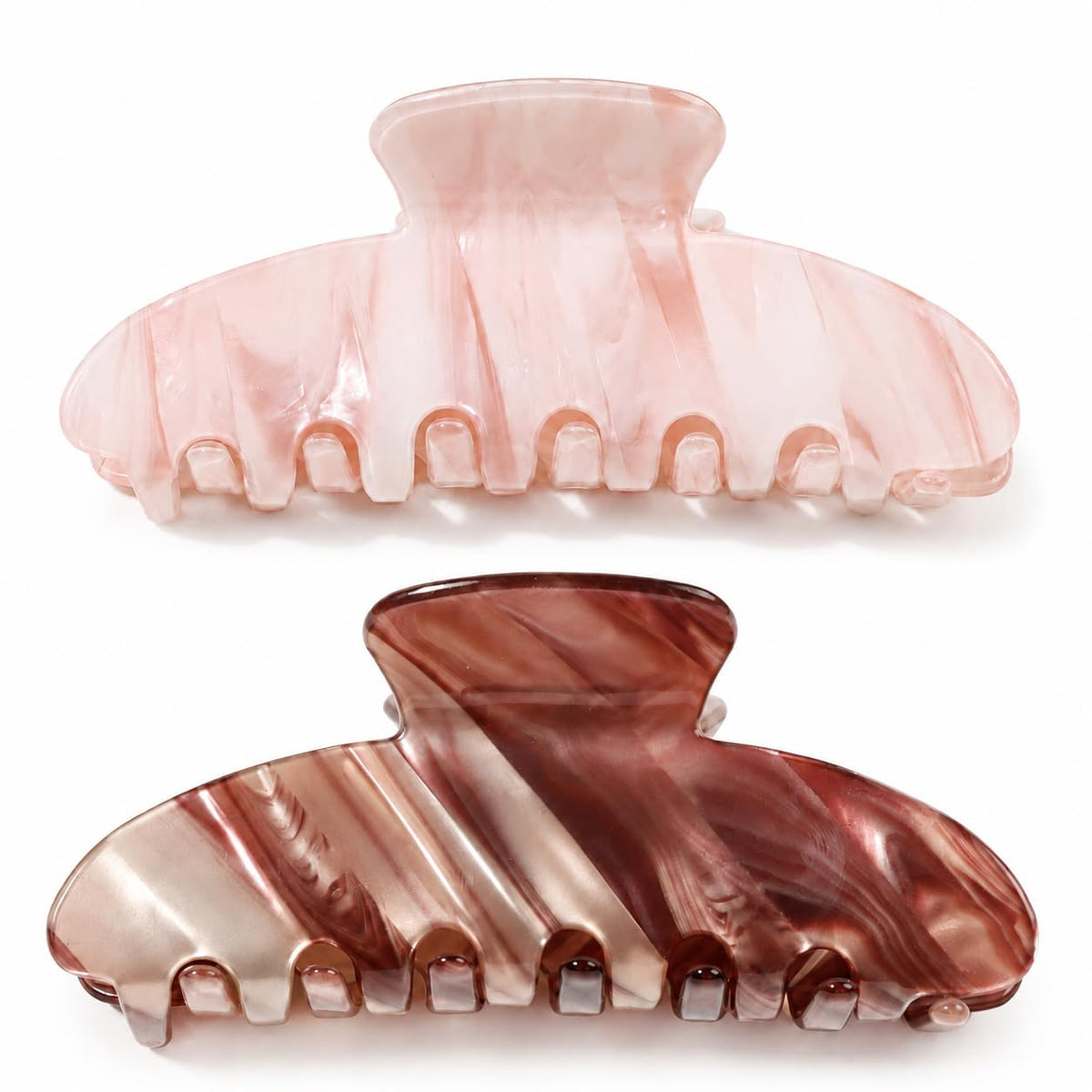 Large Claw Clip | 4.33-Inch Marbled PVC | Ivory Cream, 1 Pack