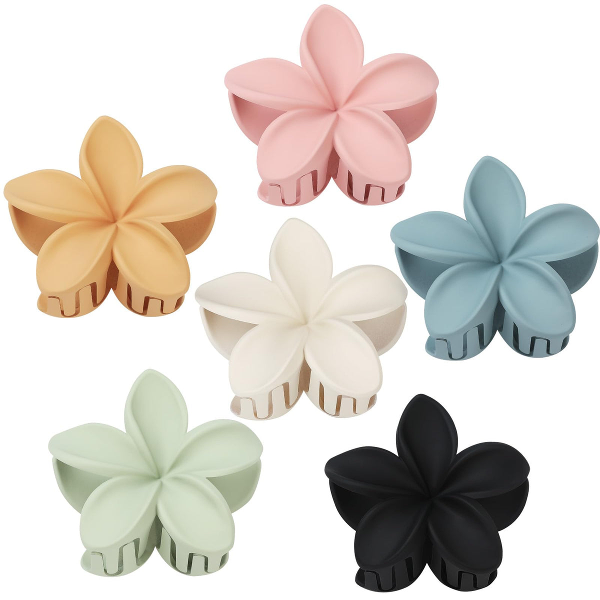 Sisiaipu Flower Hair Clips for Women 6 Pcs Hawaiian Large Claw Clips Plumeria Medium Hair Claw Clips for Thick Thin Hair Hibiscus Tropical Beach Hair Accessories for Women Girls and Girls (PS)