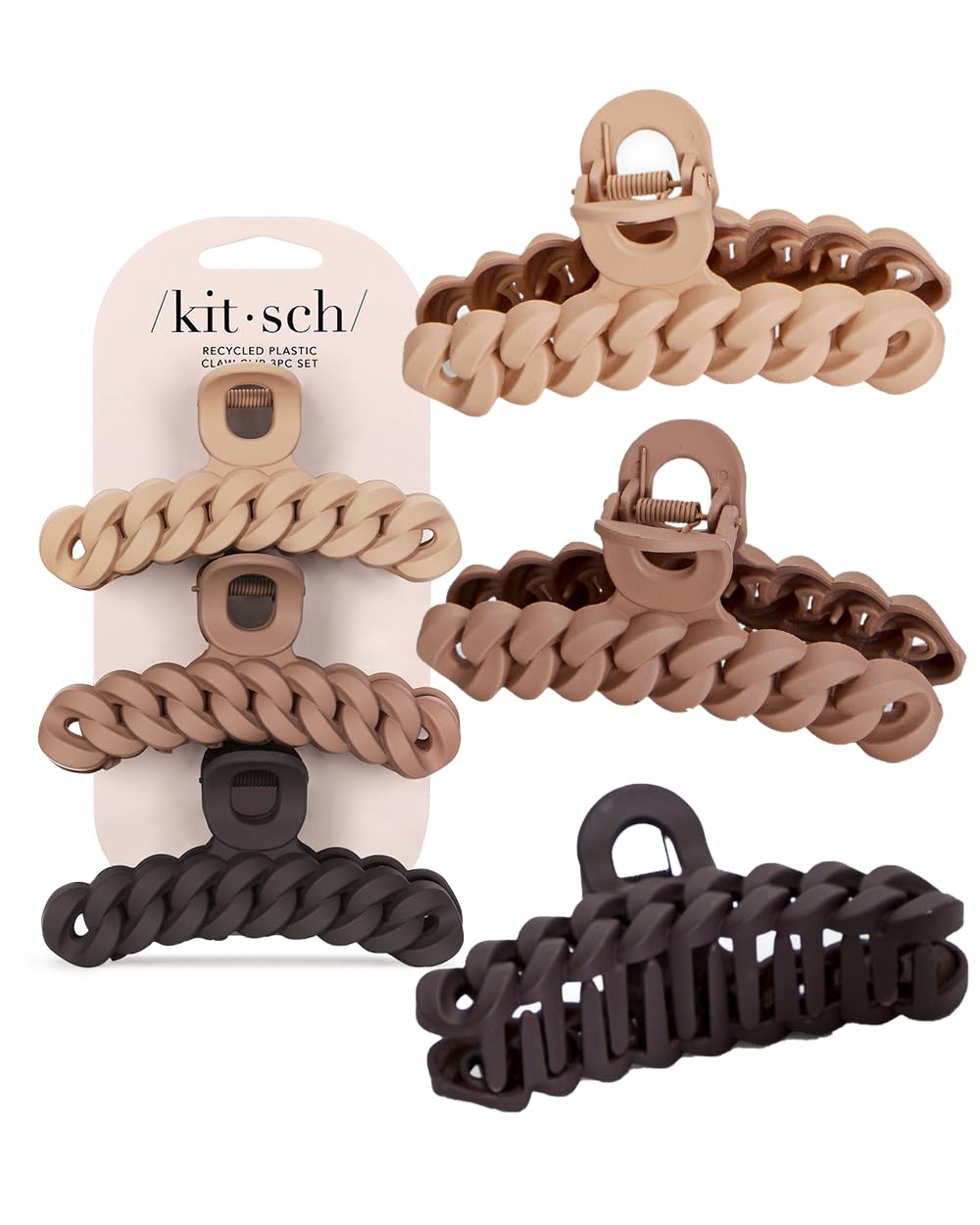 Kitsch 5 Inch Large Claw Clips for Thick and Long Hair - Black & Tort, 2pcs