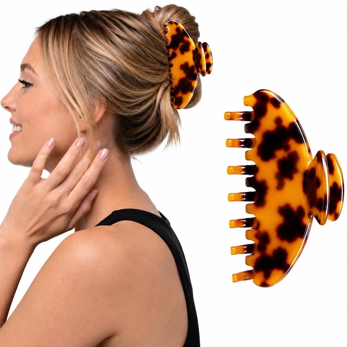 Hair Claw Clip – Large & Medium Sizes – Strong Hold, Non-Slip Grip for Thick or Fine Hair – Premium Cellulose Acetate – No Breakage, Gentle Styling for Women (Tortoise, Medium - 3.5")