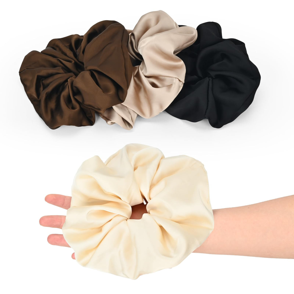 7" Large Satin Scrunchies for Women, Big Hair Scrunchies for Thick Hair
