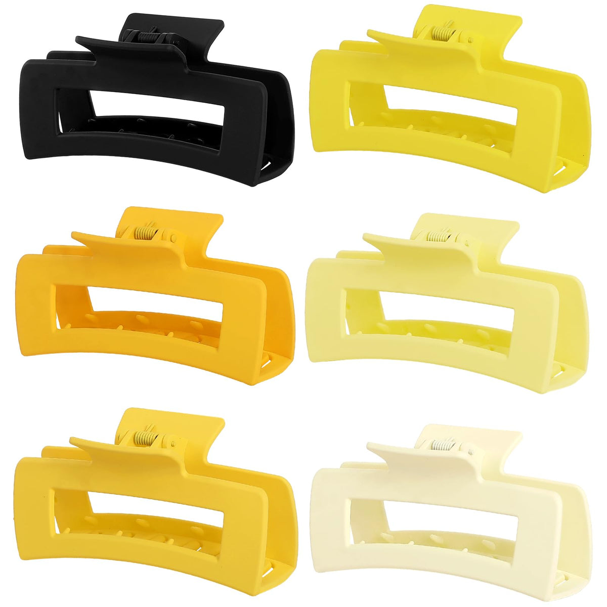Sisiaipu 4 Inch Big Hair Claw Clips 6 Pcs Large Claw for Thick Hair Square Hair Clips for Women Rectangle Hair Clips Nonslip Acrylic Banana Jaw Clips Hair Accessories for Girls (Amber)