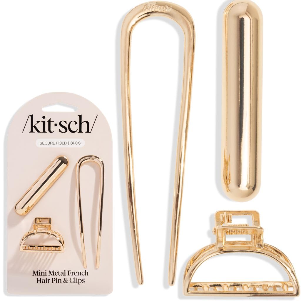 Kitsch French Hair Pins for Women | Secure Hold All Day - Gold, 1pc