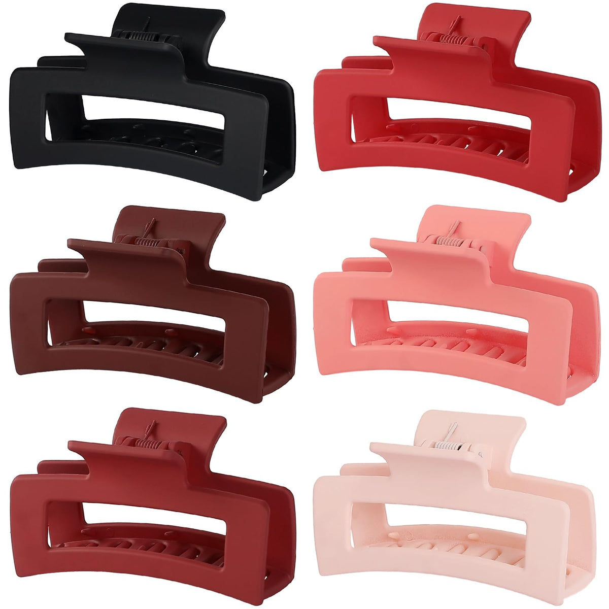 Sisiaipu 3.5 Inch Medium Hair Claw Clips 6 Pack Hair Clips for Women Square Rectangle Claw for Hair Banana Jaw Clips Hair Accessories for Girls (Pink Purple)