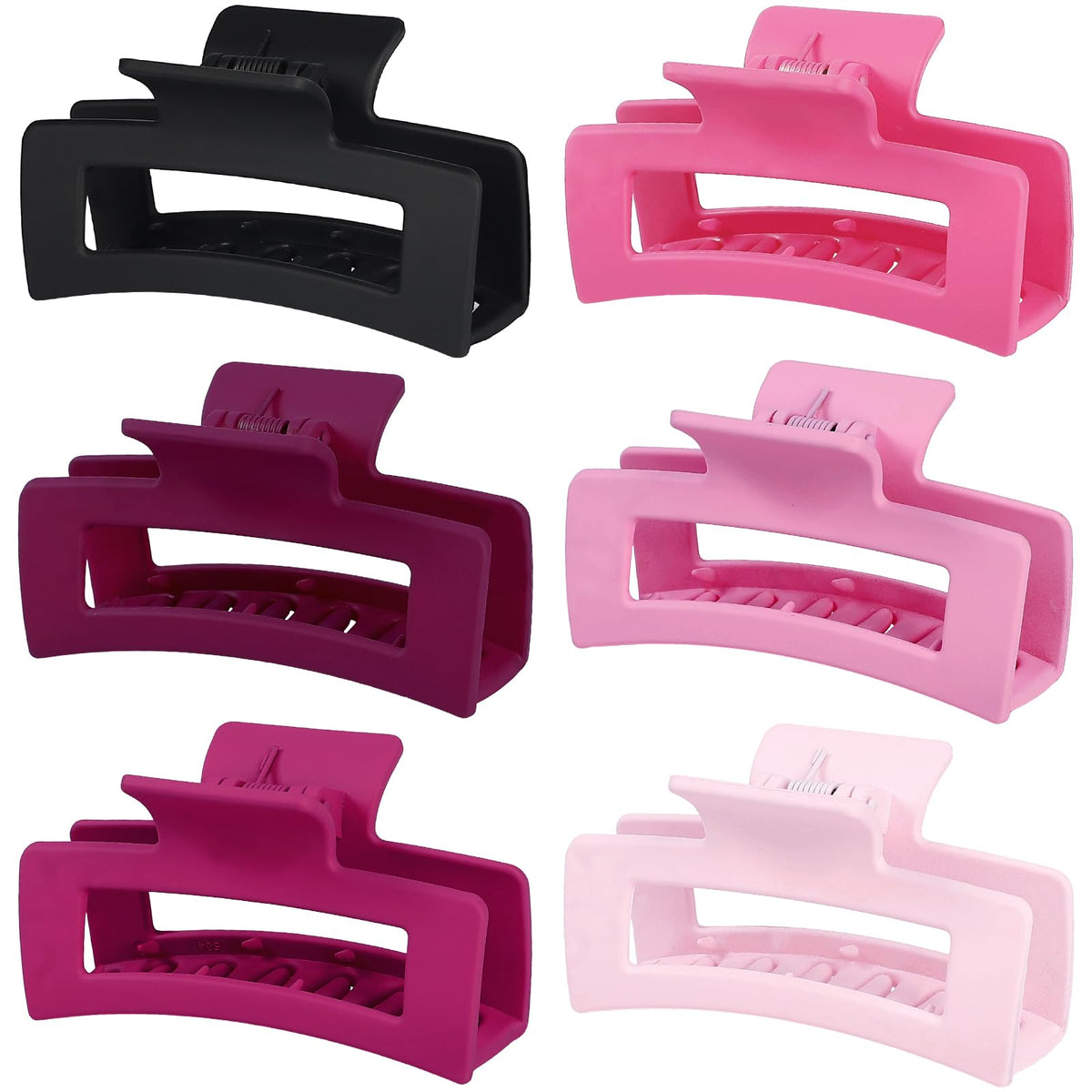 Sisiaipu 3.5 Inch Medium Hair Claw Clips 6 Pack Hair Clips for Women Square Rectangle Claw for Hair Banana Jaw Clips Hair Accessories for Girls (Pink Purple)