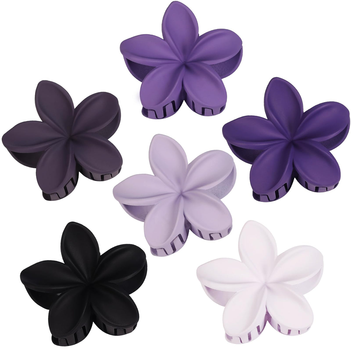Sisiaipu Flower Hair Clips for Women 6 Pcs Hawaiian Large Claw Clips Plumeria Medium Hair Claw Clips for Thick Thin Hair Hibiscus Tropical Beach Hair Accessories for Women Girls and Girls (PS)