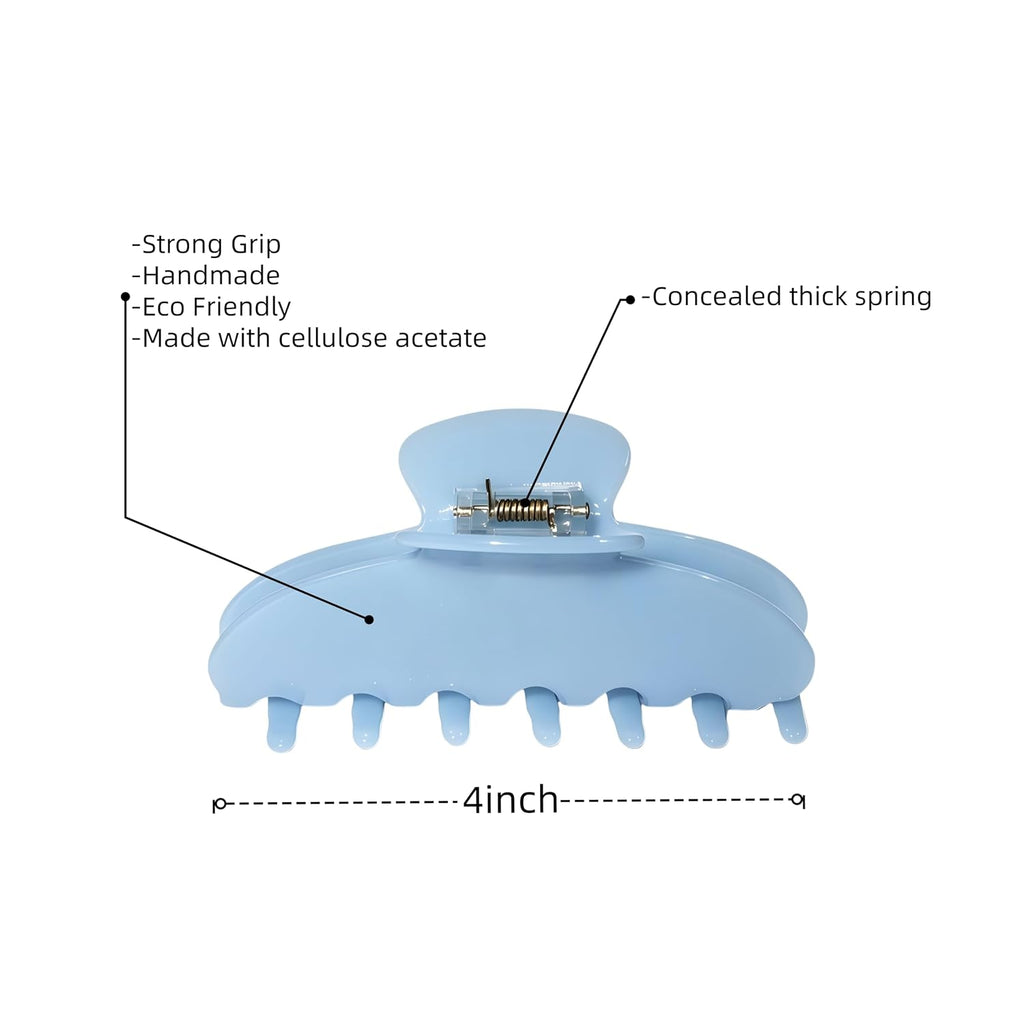 Durable Acetate Hair Clips - 4-Inch Wathet Blue Claw Clips for Fine and Thick Hair (Wathet Blue)