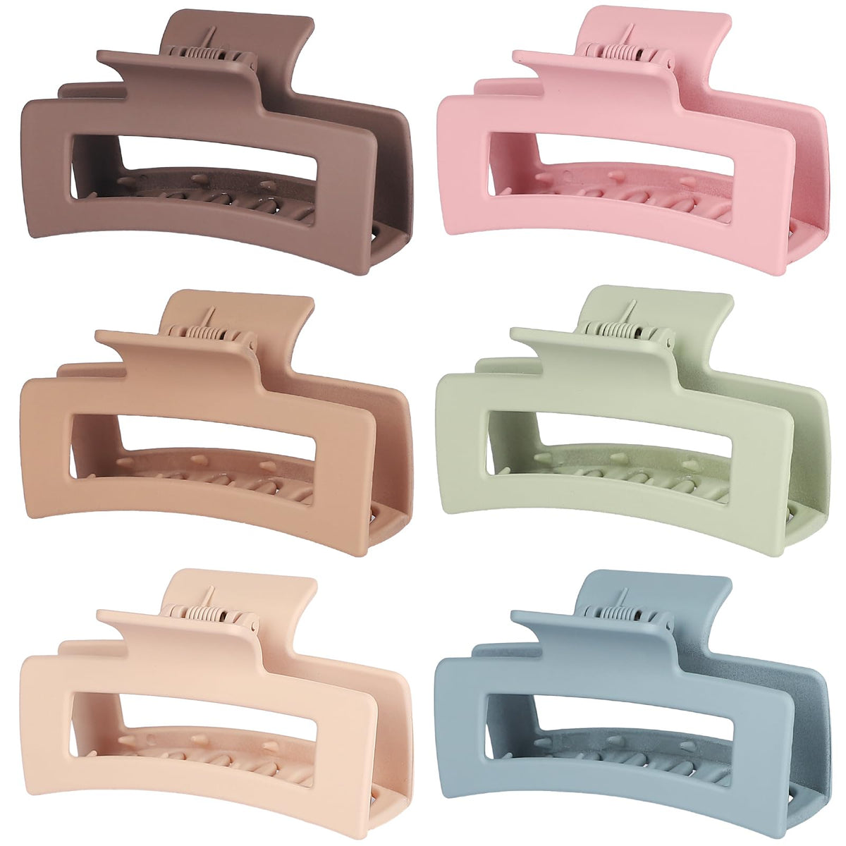 Sisiaipu 3.5 Inch Medium Hair Claw Clips 6 Pack Hair Clips for Women Square Rectangle Claw for Hair Banana Jaw Clips Hair Accessories for Girls (Pink Purple)