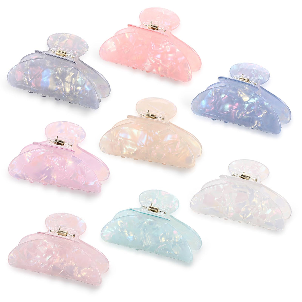 8 Pcs Large Acrylic Hair Claw Clips,Ink Painting,Dusk Color