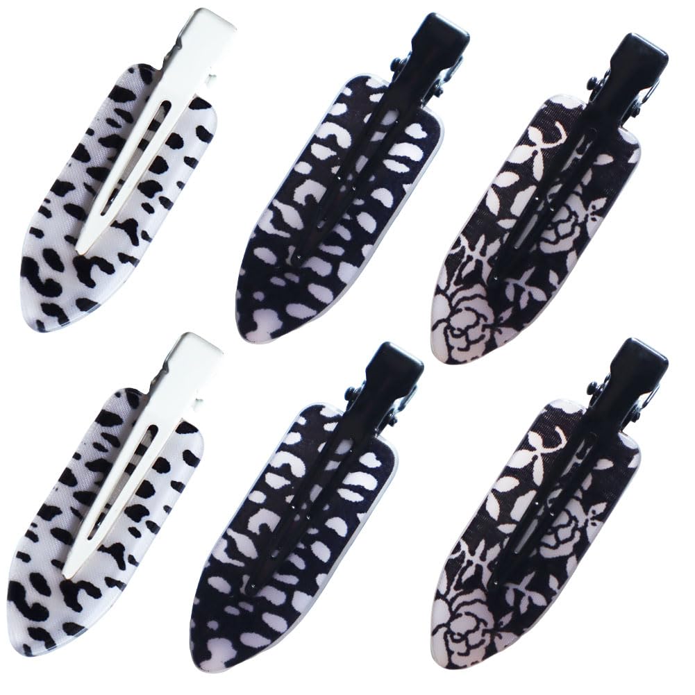 6PCS Creaseless Hair Clips for Women, Cherry No Bend Hair Clip No Crease Recycled Acrylic Barrette Tool for Hairstyle Makeup Face Wash (Terrazzo)