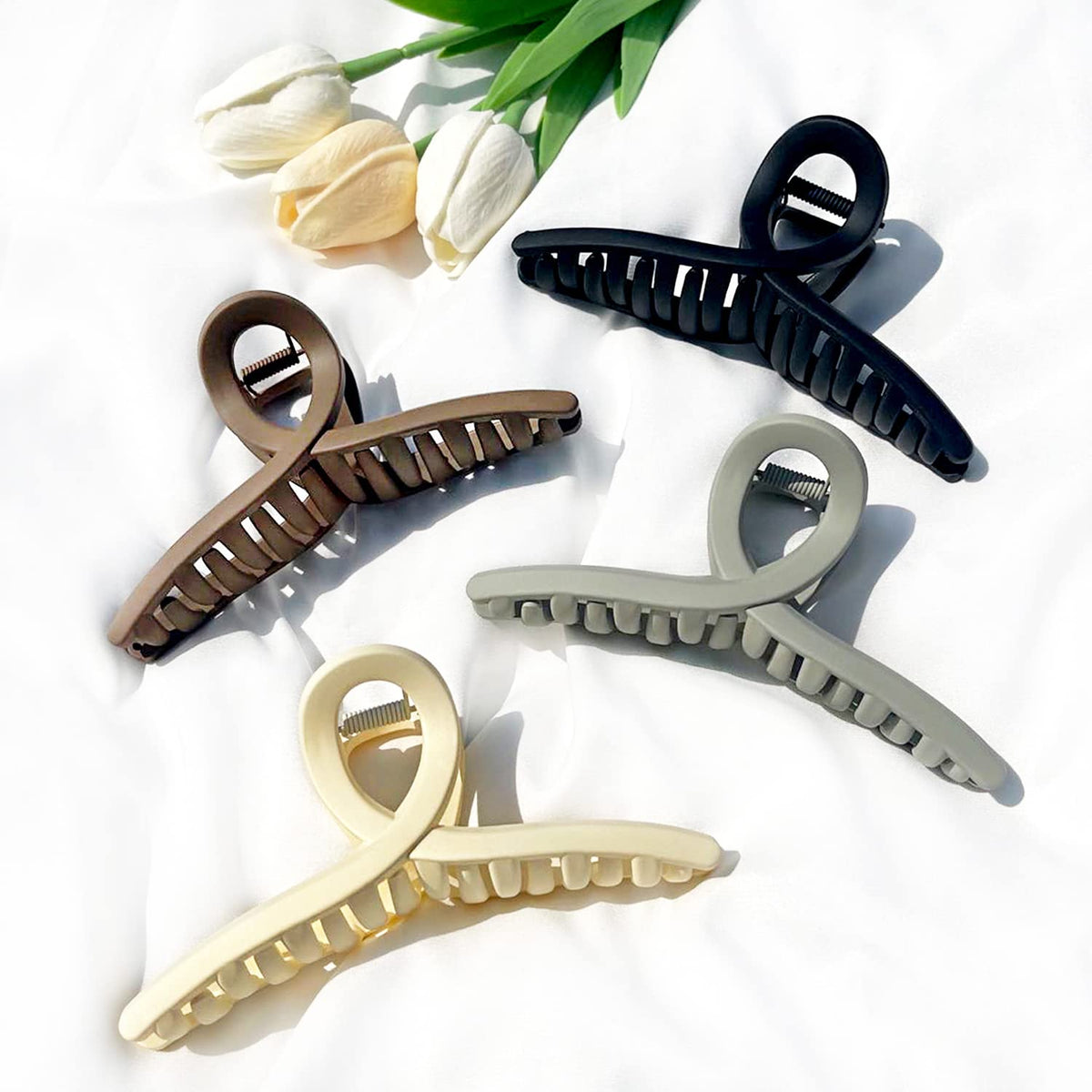 Big Hair Claw Clips - Butterfly Hair Accessories for Women and Girls with Long, Thick Hair - Large 5.1 Jelly Clips, 4 Pcs, Mother's Day Gifts