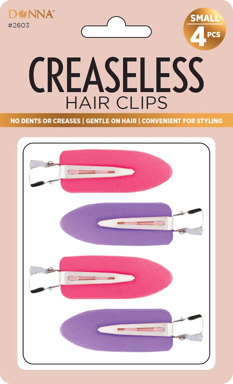 DONNA Creaseless Hair Clips – No Dent Styling Clips for Makeup & Blow Drying – Soft Silicone Grip, Gentle on Hair – 4 Pack, Small Size BLACK WHITE COLOR