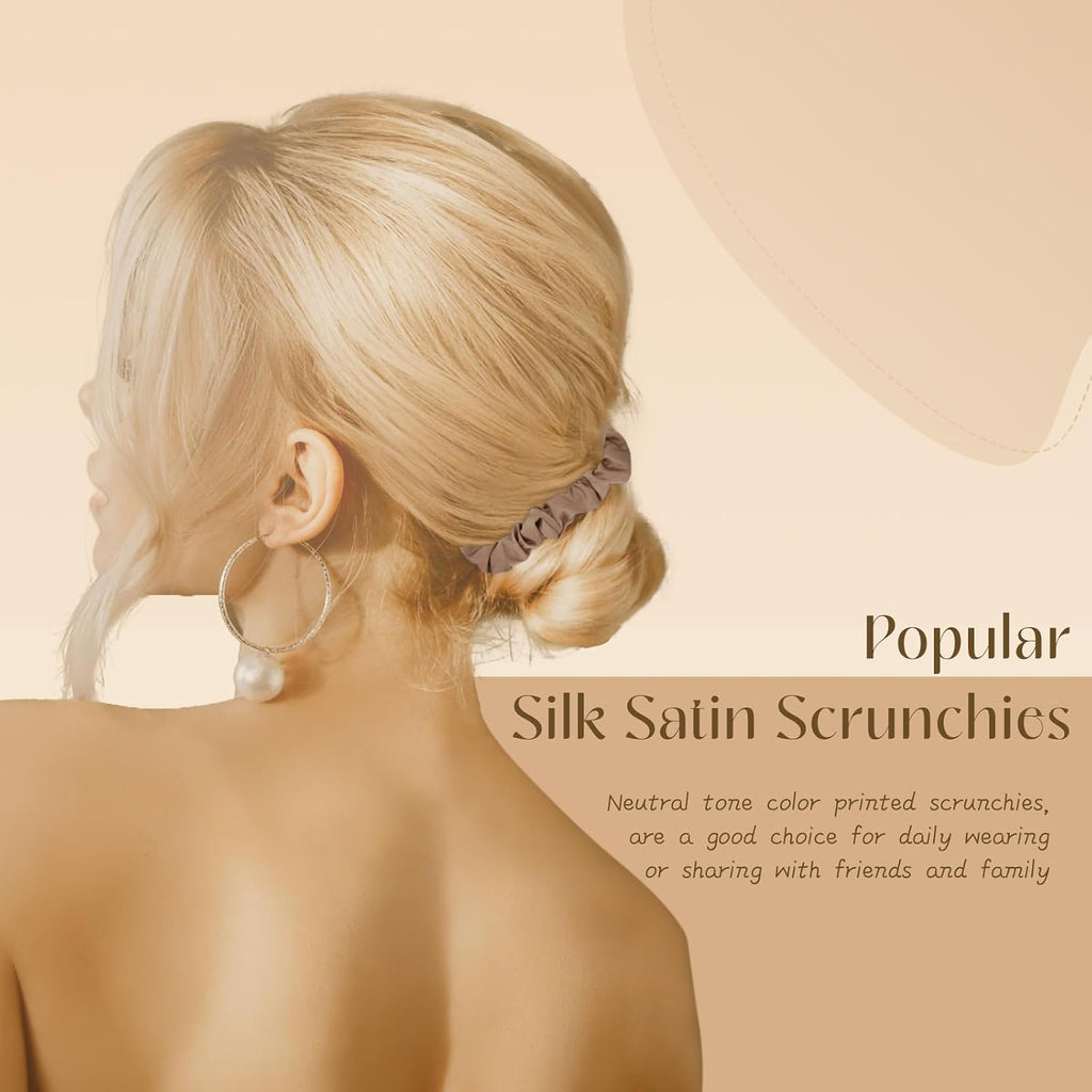 8 PCS Silk Satin Hair Ties Hair Scrunchies for Women Premium Classic Color