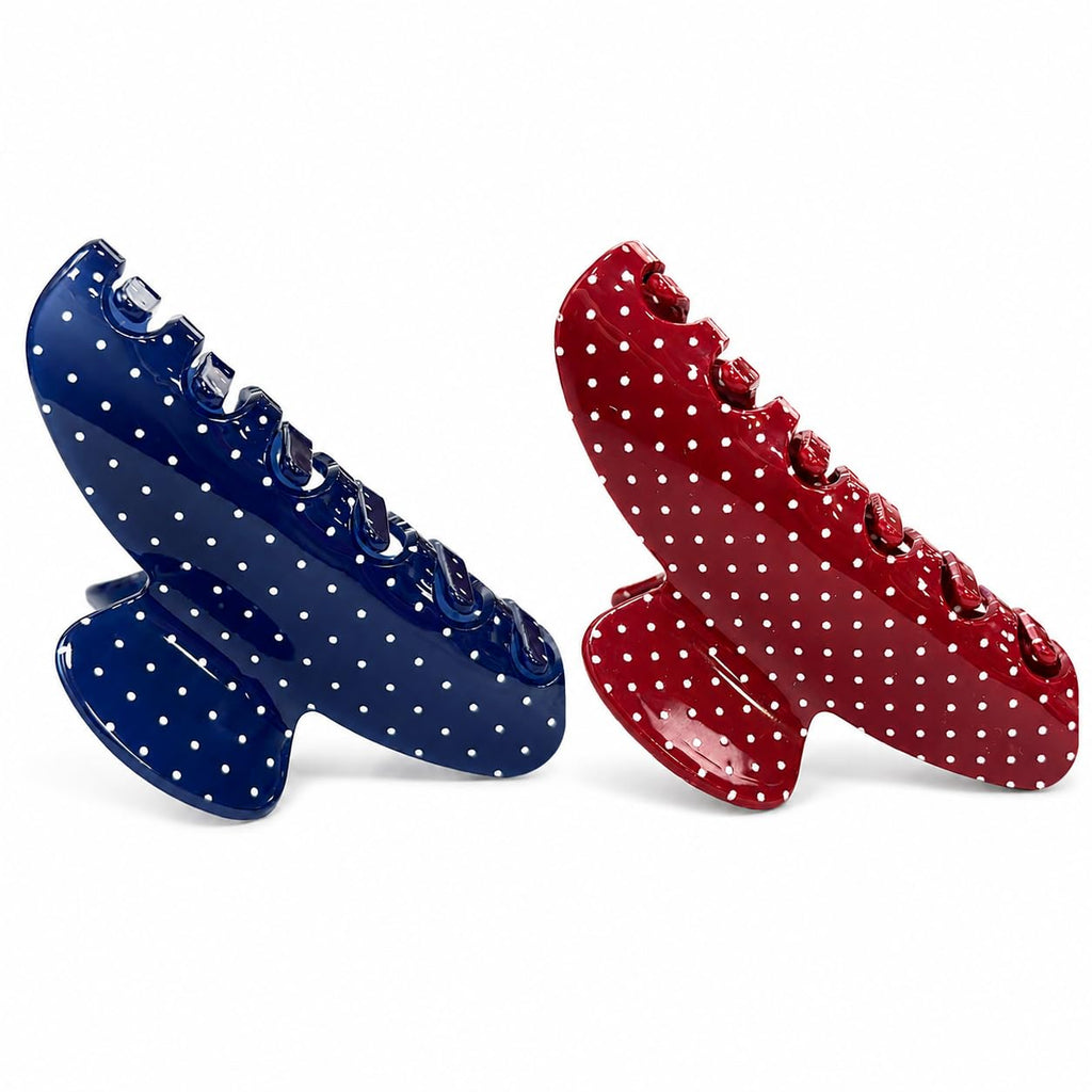 Acetate Hair Claw Clips for Women, Tortoise Shell or Polka Dot Large Hair Clips Strong Hold Hair Claws Gift Box Pack (Blue/Red-2pcs-1 gift box)