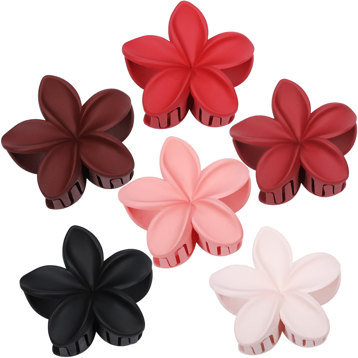 Sisiaipu Flower Hair Clips for Women 6 Pcs Hawaiian Large Claw Clips Plumeria Medium Hair Claw Clips for Thick Thin Hair Hibiscus Tropical Beach Hair Accessories for Women Girls and Girls (PS)