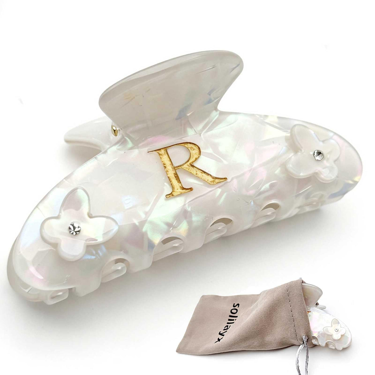 Butterfly Letter M Hair Clips, Personalized Initial Hair Claw for Medium Hair, Strong Acetate Barrettes, Trendy Fashion Accessories Gifts for Women Teen Girls