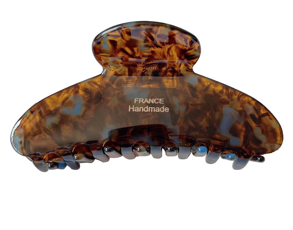 Wenlly large tortoise shell claw clip, 4.1 Inch cellulose acetate hair claw clips, marble non-slip strong hair hold barrettes for women and girls, brown