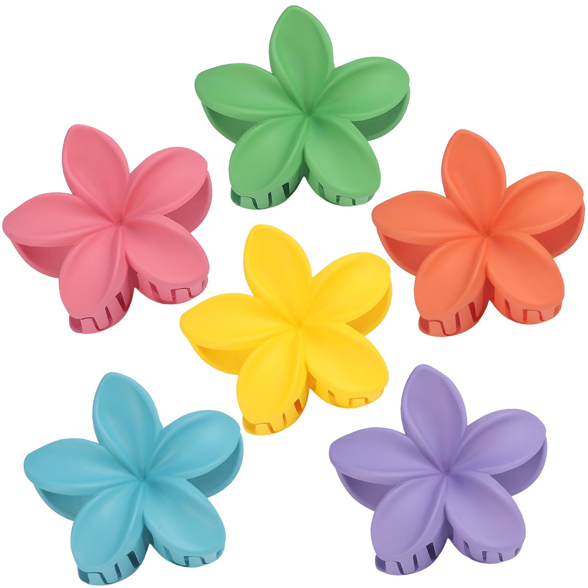 Sisiaipu Flower Hair Clips for Women 6 Pcs Hawaiian Large Claw Clips Plumeria Medium Hair Claw Clips for Thick Thin Hair Hibiscus Tropical Beach Hair Accessories for Women Girls and Girls (PS)
