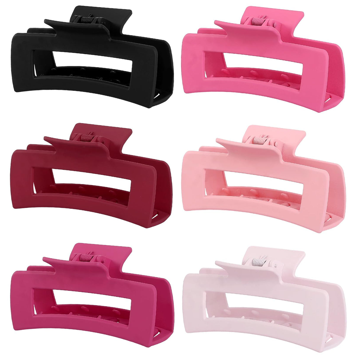 Sisiaipu 4 Inch Big Hair Claw Clips 6 Pcs Large Claw for Thick Hair Square Hair Clips for Women Rectangle Hair Clips Nonslip Acrylic Banana Jaw Clips Hair Accessories for Girls (Amber)