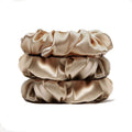 Michooyel 100% Mulberry Silk Scrunchies Hair Ties Elastic Band Scrunchy For Women Girls Curly Hair, No Damage, Ponytail Holder, 3 Pack, 4 cm
